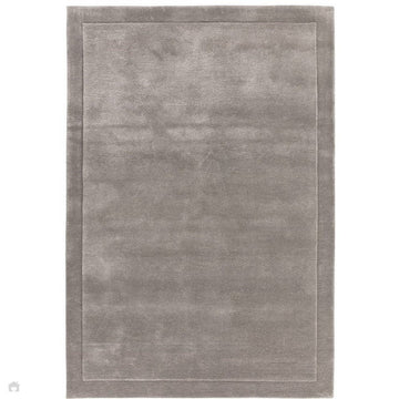 Rise Modern Plain Hi-Low Border Tonal Shimmer Hand-Carved High-Density Heavyweight Wool & Viscose Blend Silver Rug-Asiatic Carpets-Rug Love - The Most Loved Rug Store